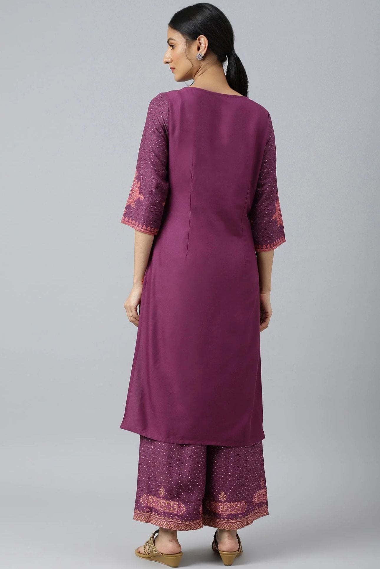 Purple Rayon kurta With Coins And Sequins Embellishment in Germany