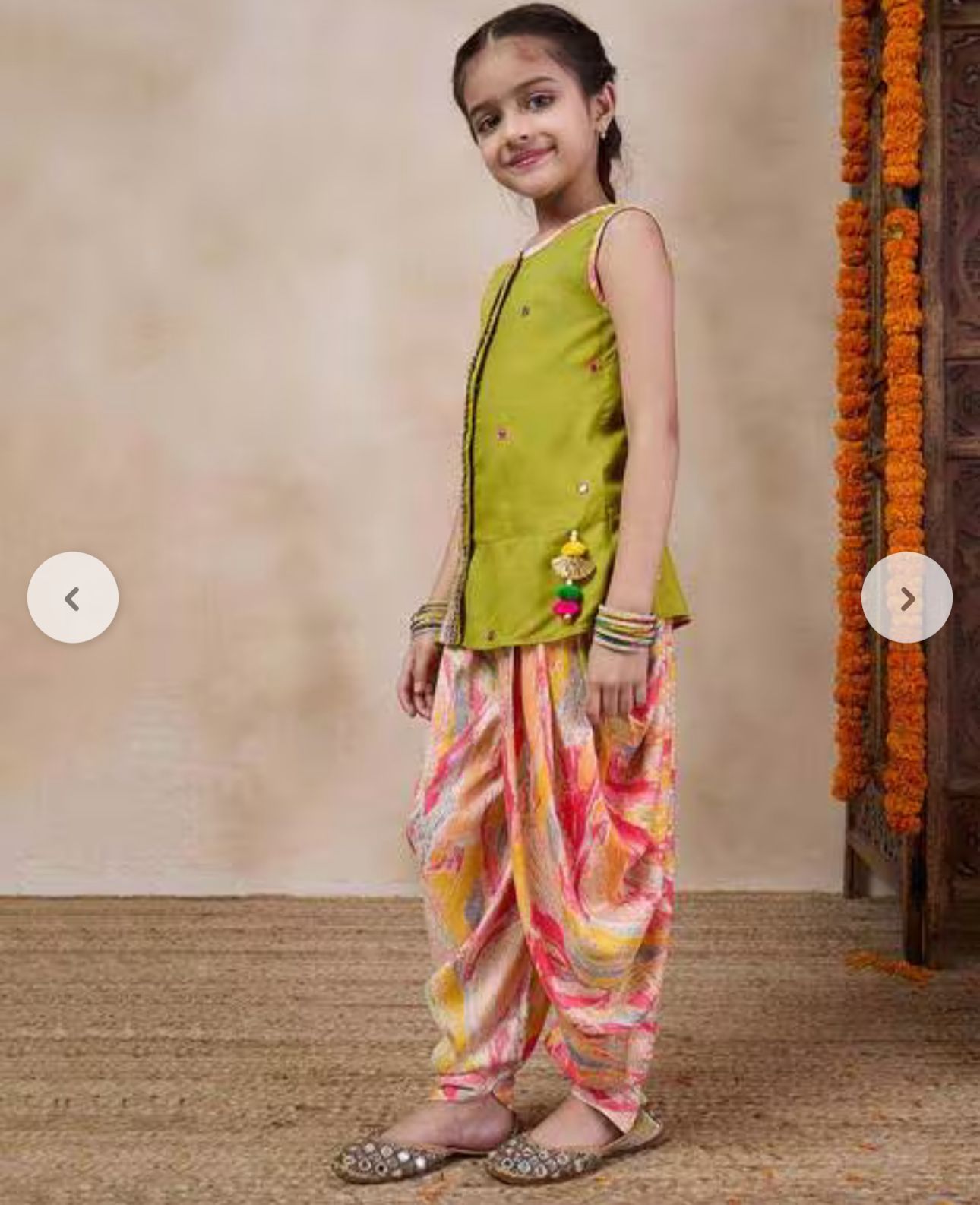 Girls Embroidered Straight dhoti Kurta Set