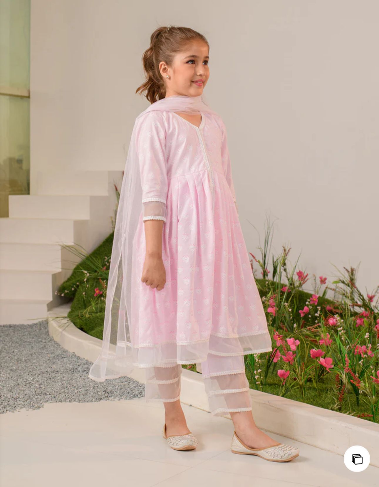 Pink printed Kurta with Palazzos with dupatta in Germany
