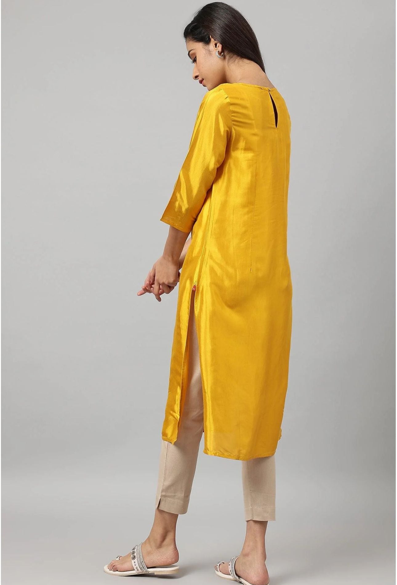 Yellow Embellished Straight Kurta in Germany