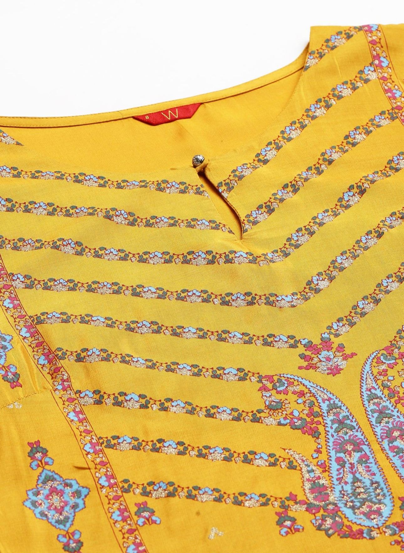 Mustard Glitter Printed Shantung kurta in Germany