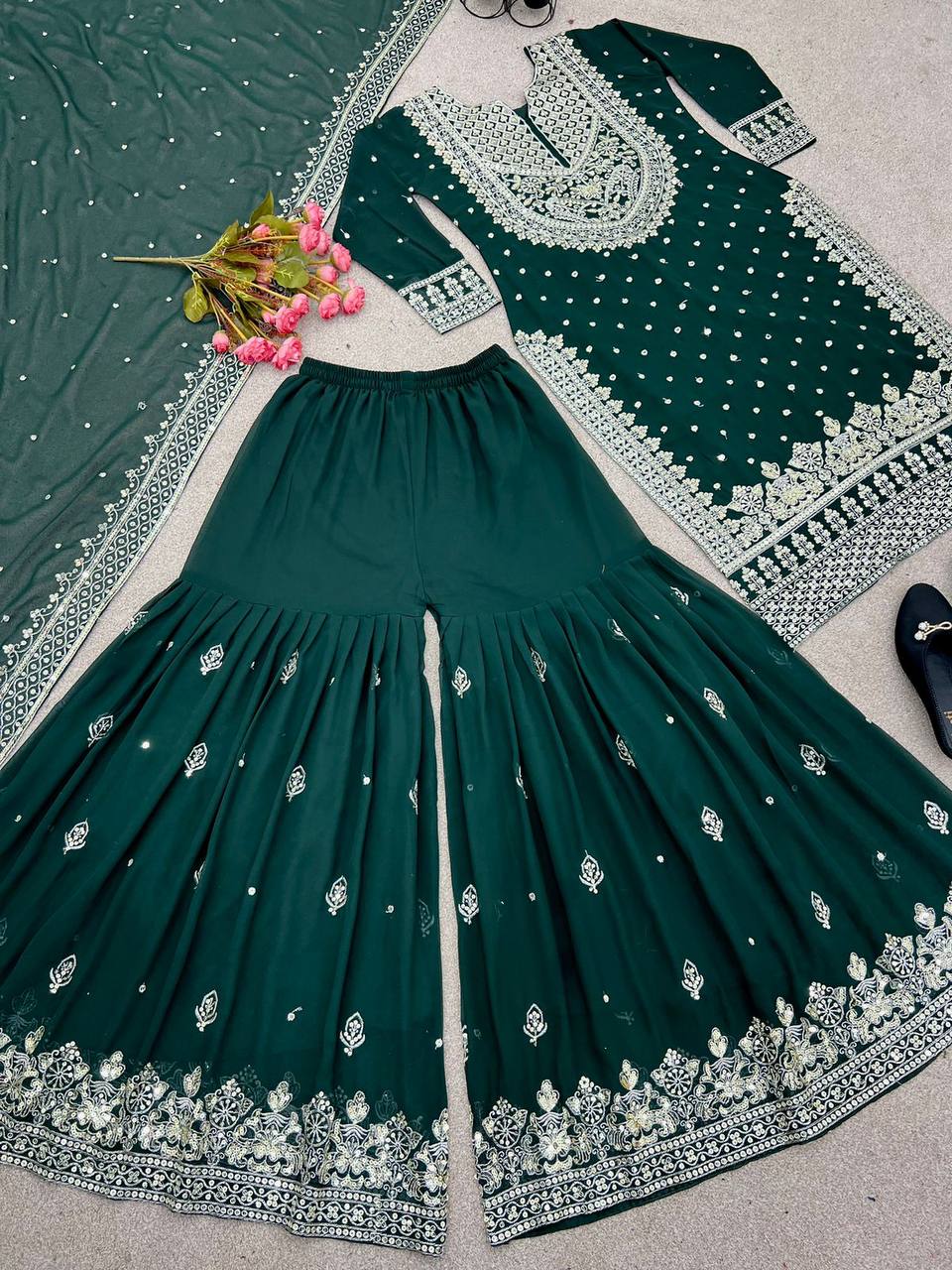 Beautiful Heavy Faux Georgette With Heavy Embroidery Sequence Work Suit in Berlin