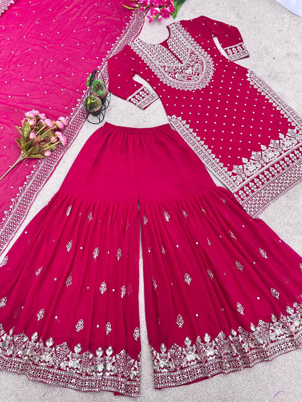 Heavy Faux Georgette With Heavy Embroidery Sequence Work Suit IN Munich