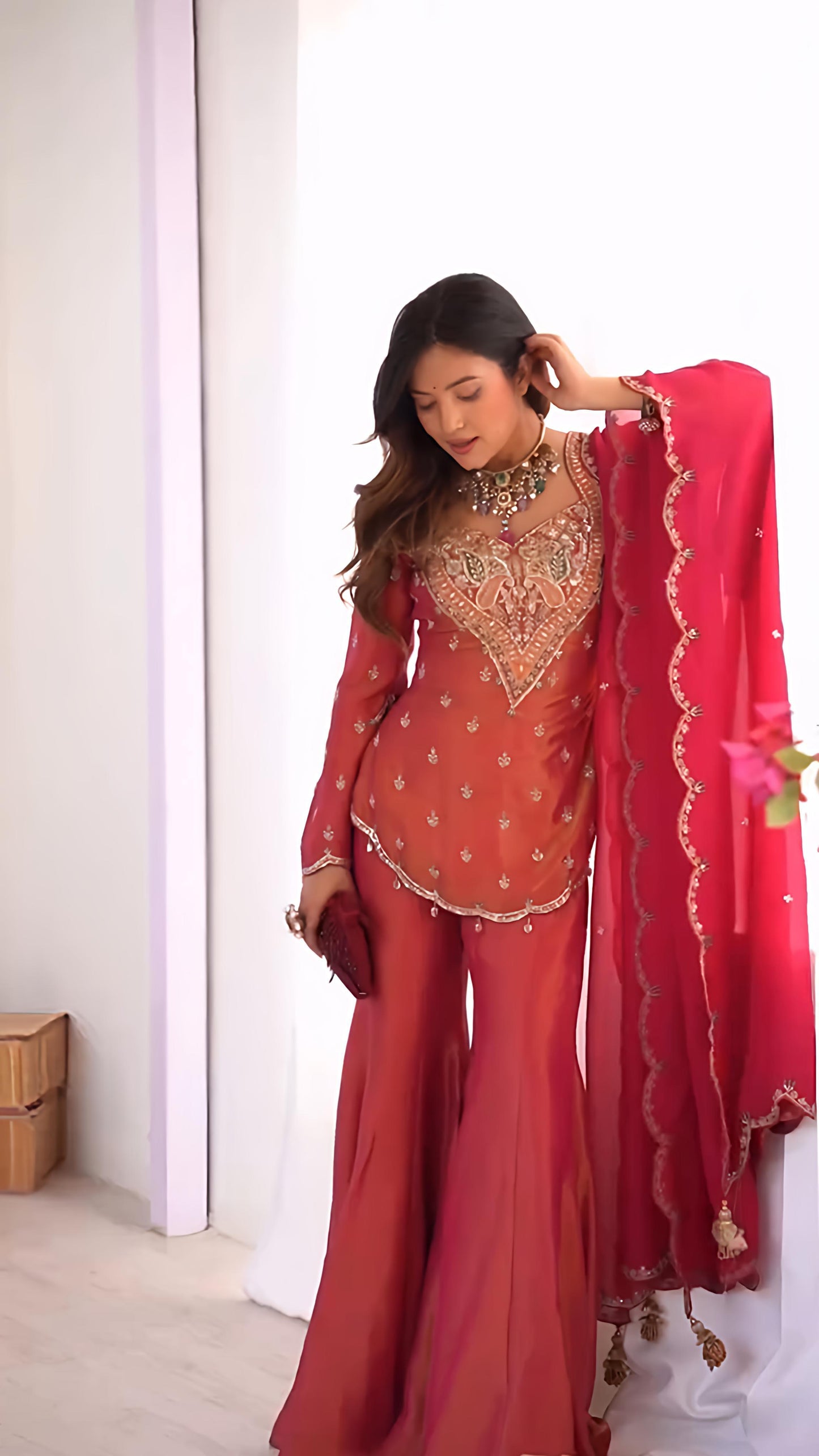 Beautiful heavy simar silk With Embroidery Work Suit in Berlin