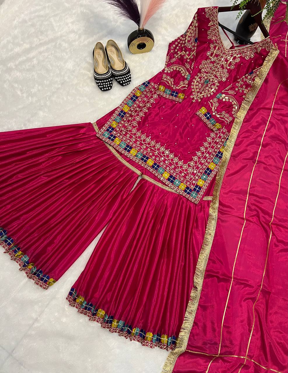 Beautiful Pink Suit Heavy Chinon work in Germany