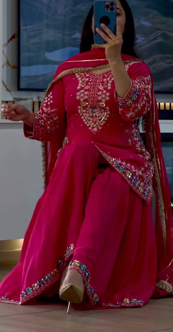 Beautiful Pink Suit Heavy Chinon work in Germany