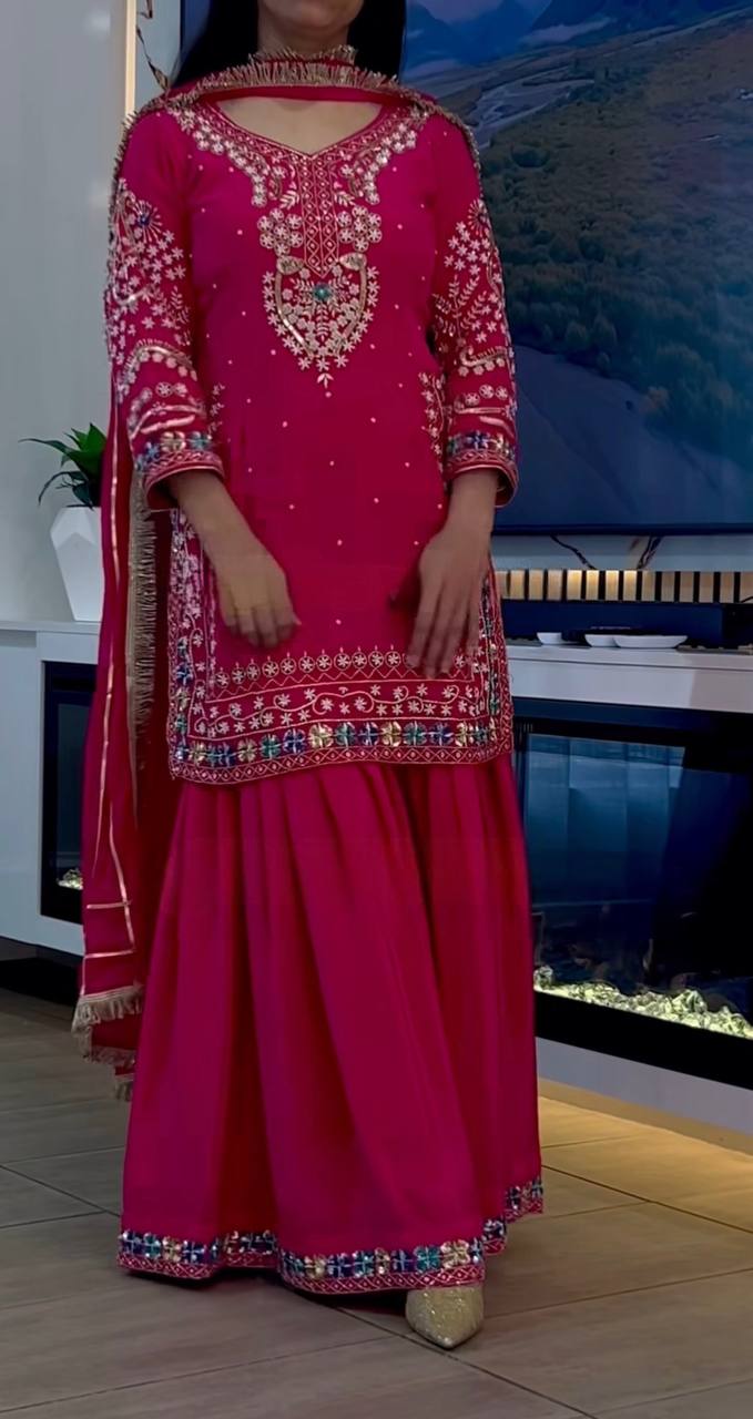 Beautiful Pink Suit Heavy Chinon work in Germany