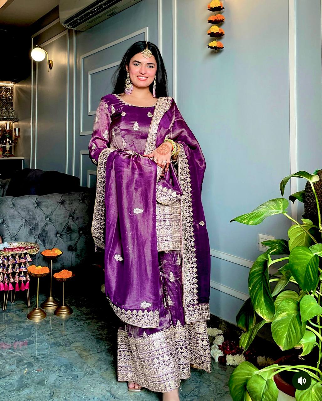 Pure Chinon Silk With Embroidery Suit in Germany