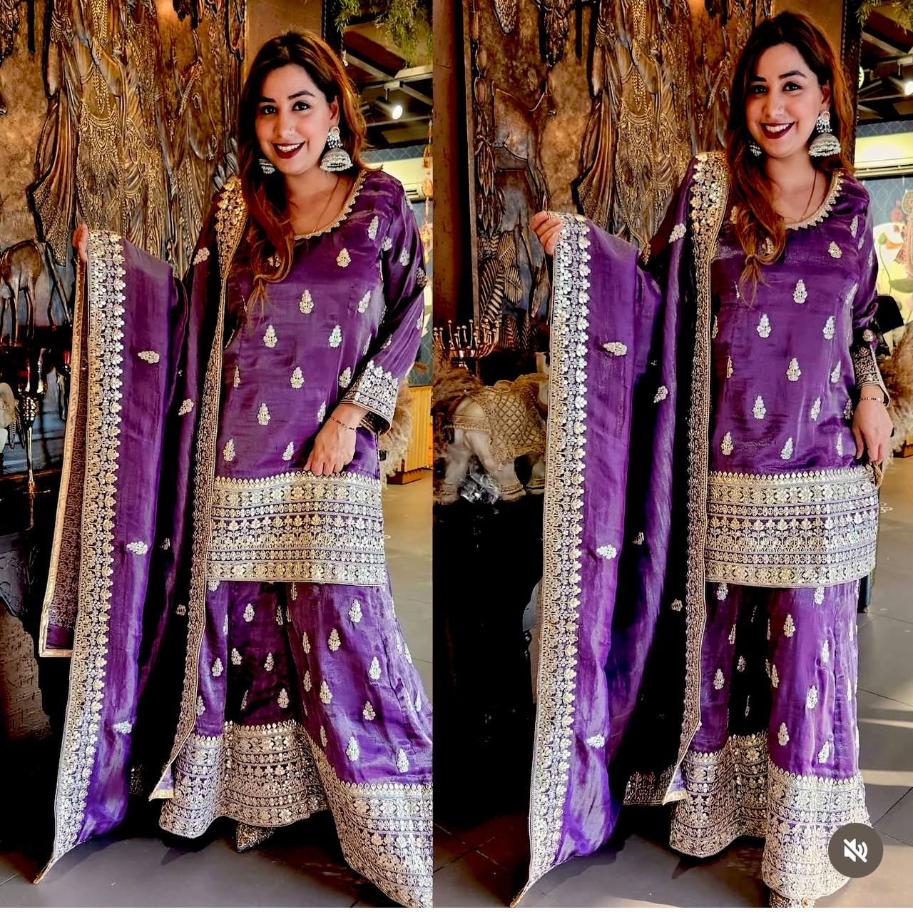 Pure Chinon Silk With Embroidery Suit in Germany