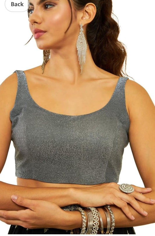 Women's Readymade Art Silk Sleeveless Saree Blouse embroidery and fabric detail - Neha Couture Indian Fashion