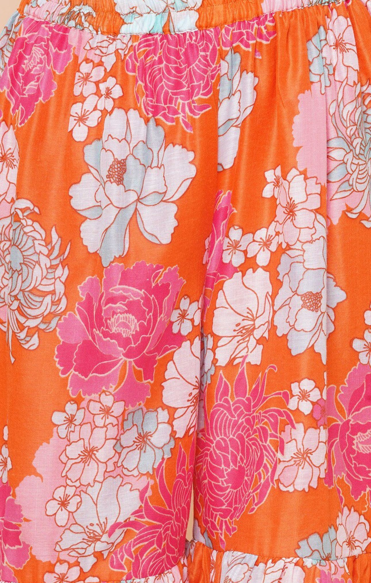 Girls Floral Printed Angrakha Anarkali Kurta & Sharara With Dupatta in Germany