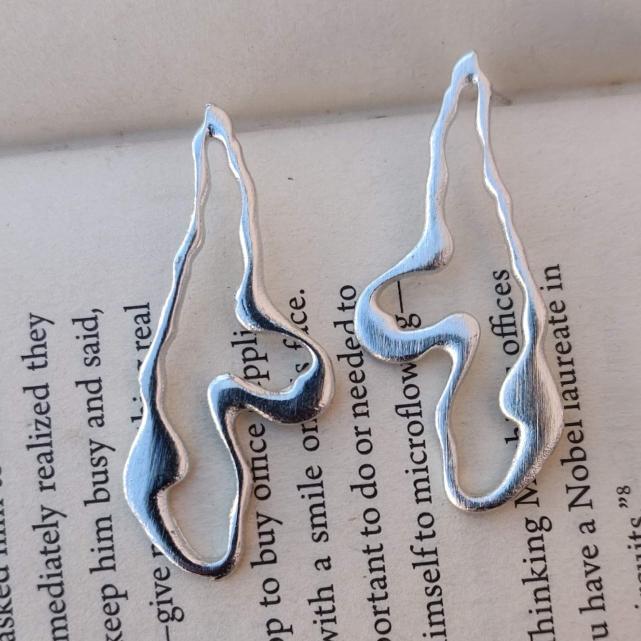 Handmade Brass Modern Art-Inspired Dangle Earrings in Germany