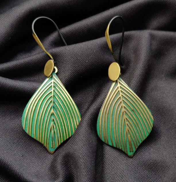 Handcrafted Boho Green Leaf Earrings in Germany