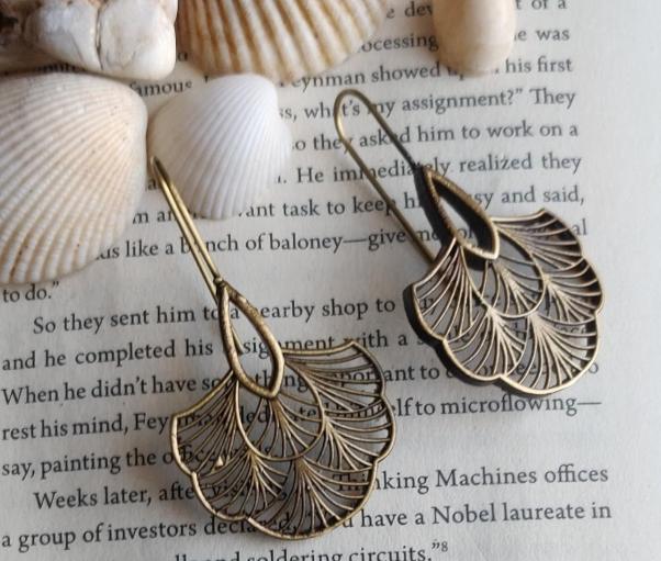 Golden Artistic Brass Danglers with Gemstone and Leaf Elements Earrings in Berlin
