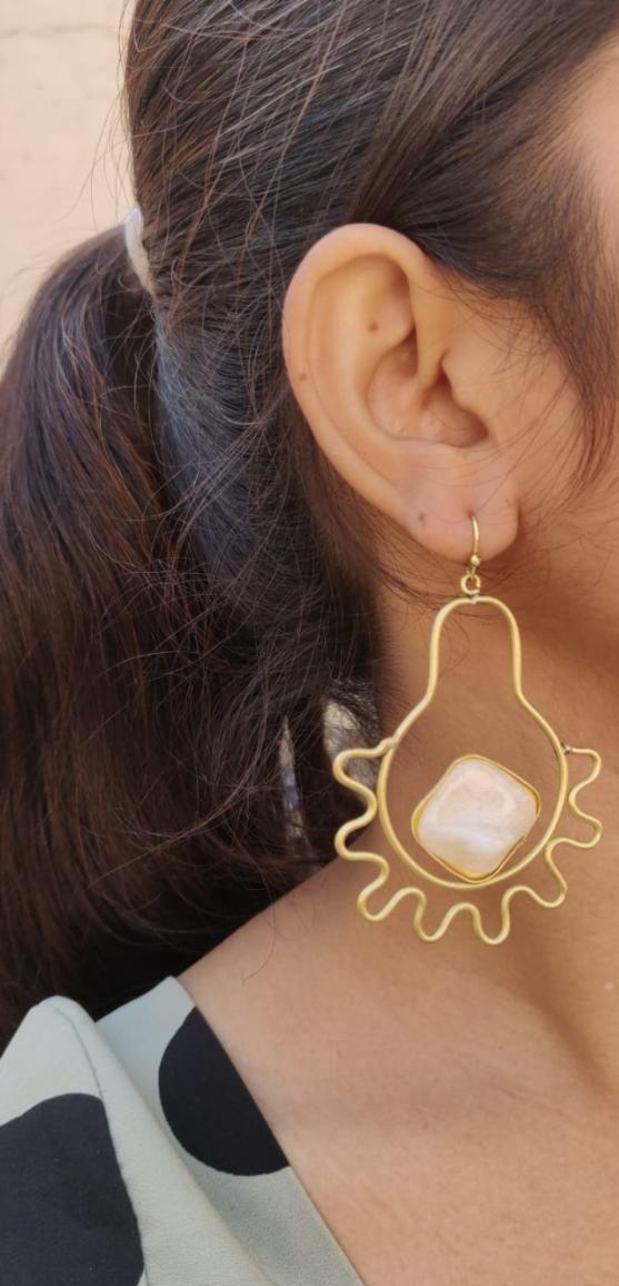 Dangle Earring Statement Brass Earrings in Organic and Geometric Styles in Germany