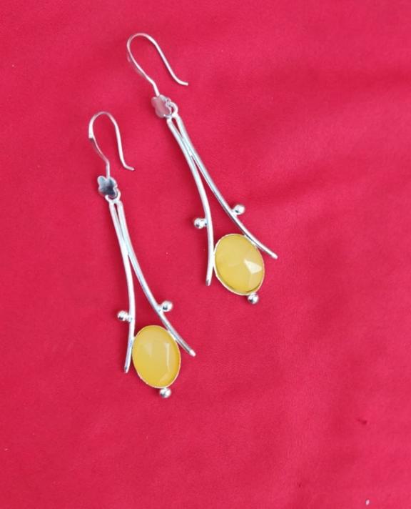 Yellow Stone Silver Polished Earring in Germany