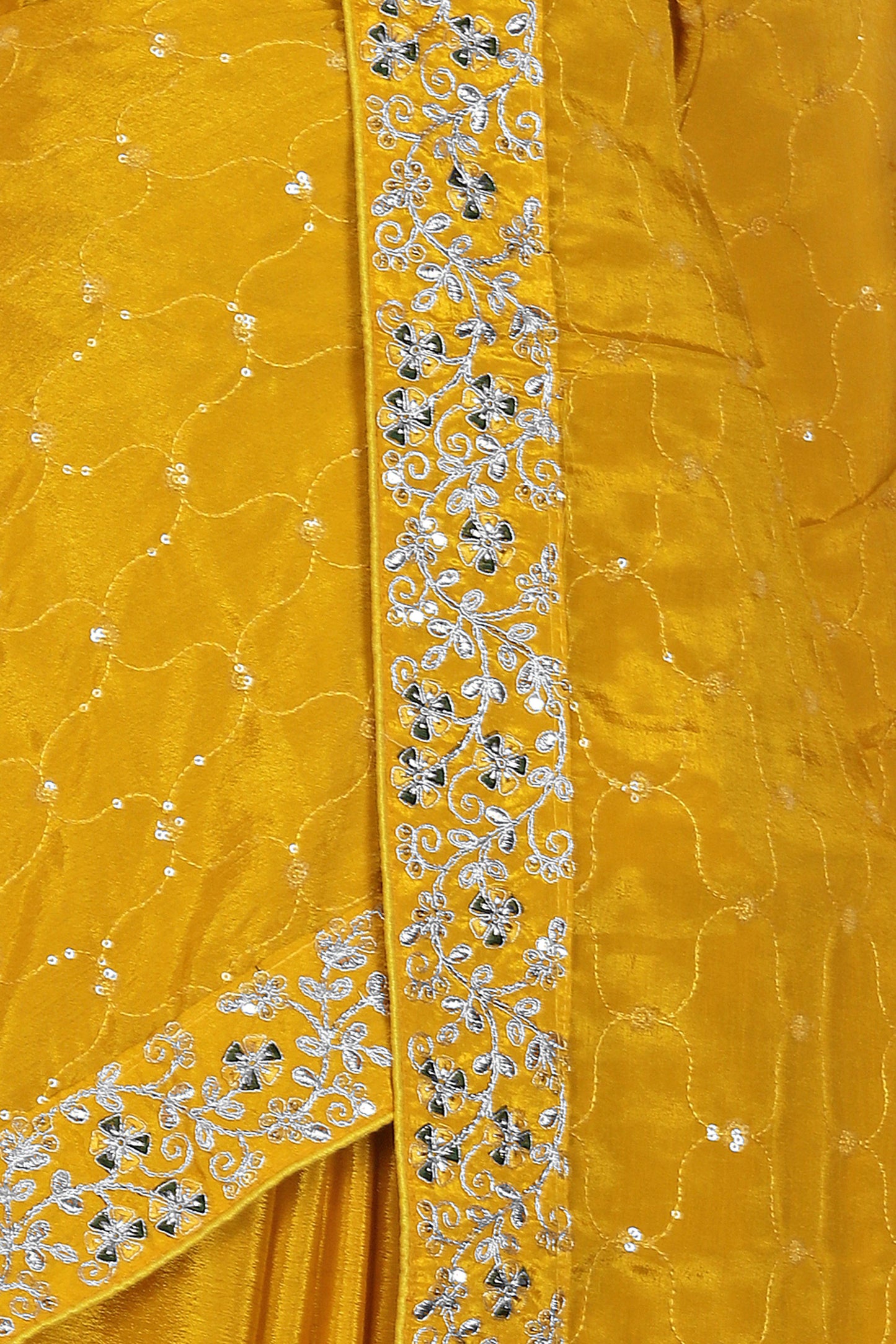 Yellow Chinnon Saree in Germany