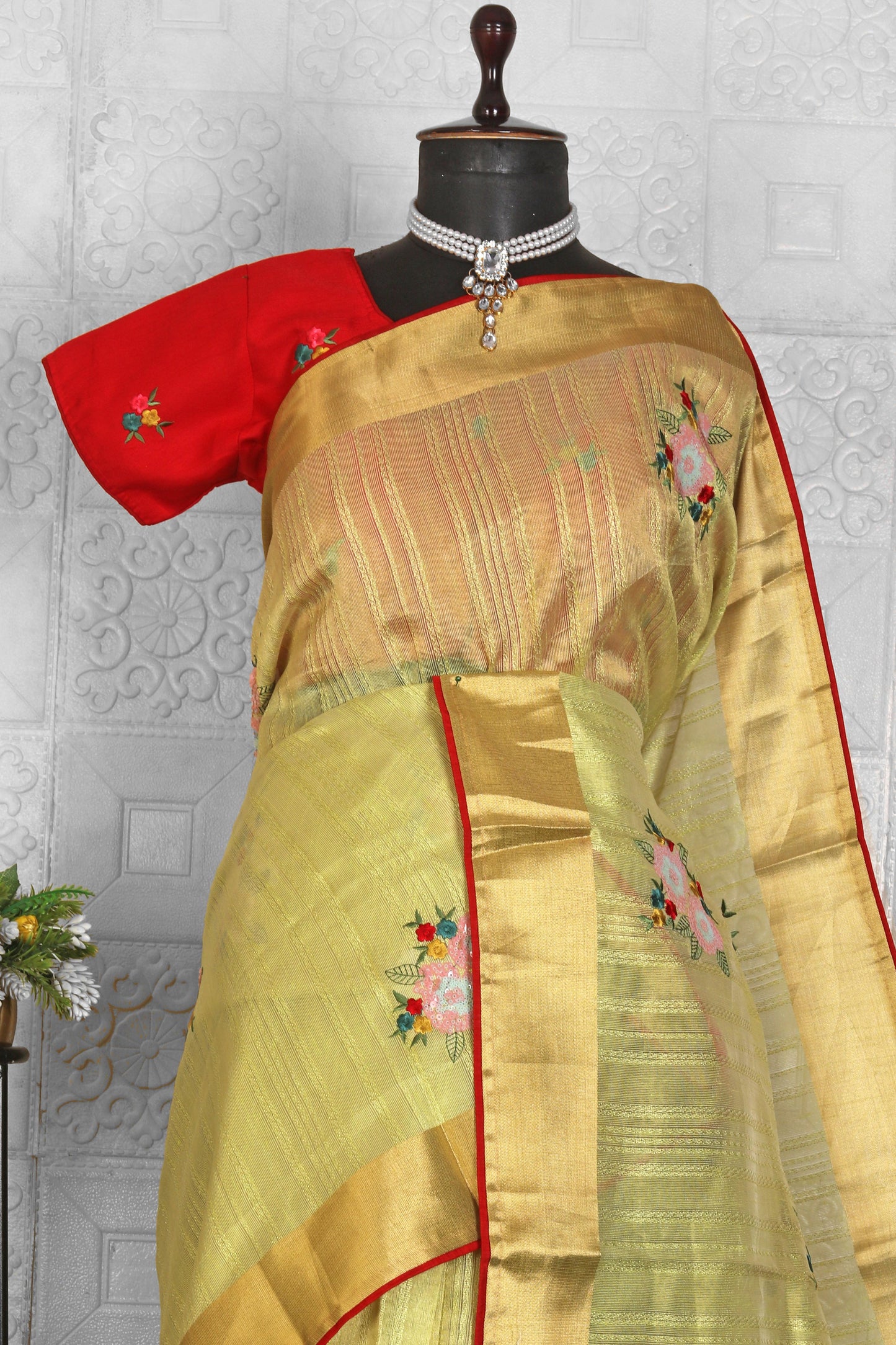 Beautiful Chanderi Silk Saree with stitched blouse in Germany