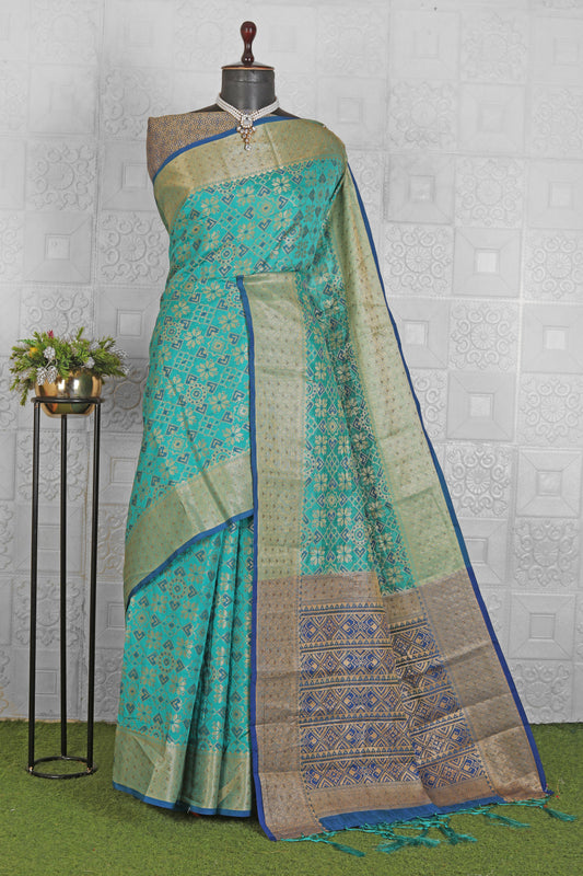 Beautiful Chanderi Silk Saree embroidery and fabric detail - Neha Couture Indian Fashion