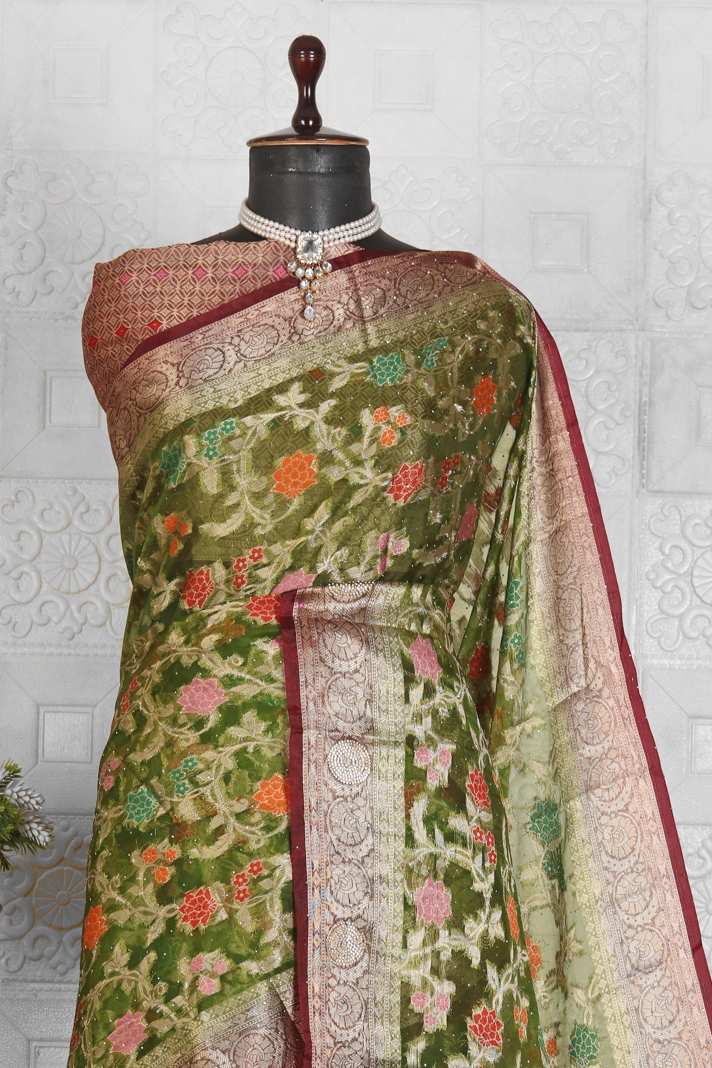 Chanderi Silk Saree with stitched blouse in Germany