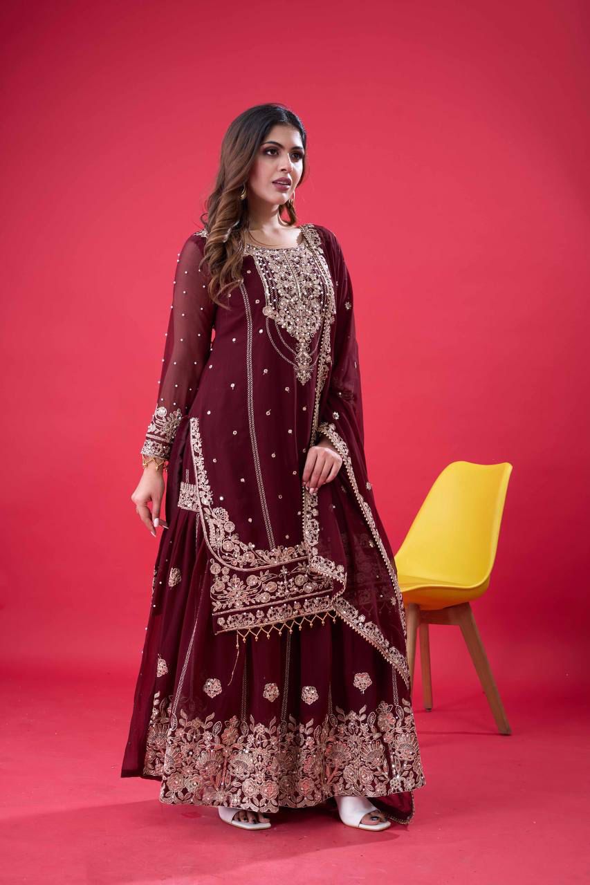 Heavy Embroidery Coding Dori-Sequence Work Top-Bottom And Dupatta Set in Berlin