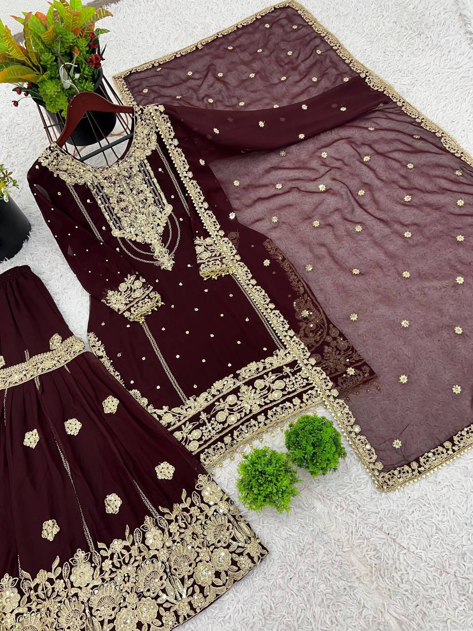 Heavy Embroidery Coding Dori-Sequence Work Top-Bottom And Dupatta Set in Berlin