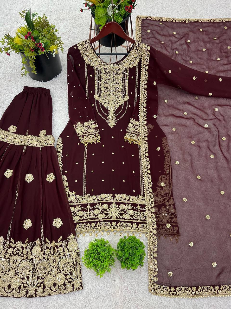 Heavy Embroidery Coding Dori-Sequence Work Top-Bottom And Dupatta Set in Berlin