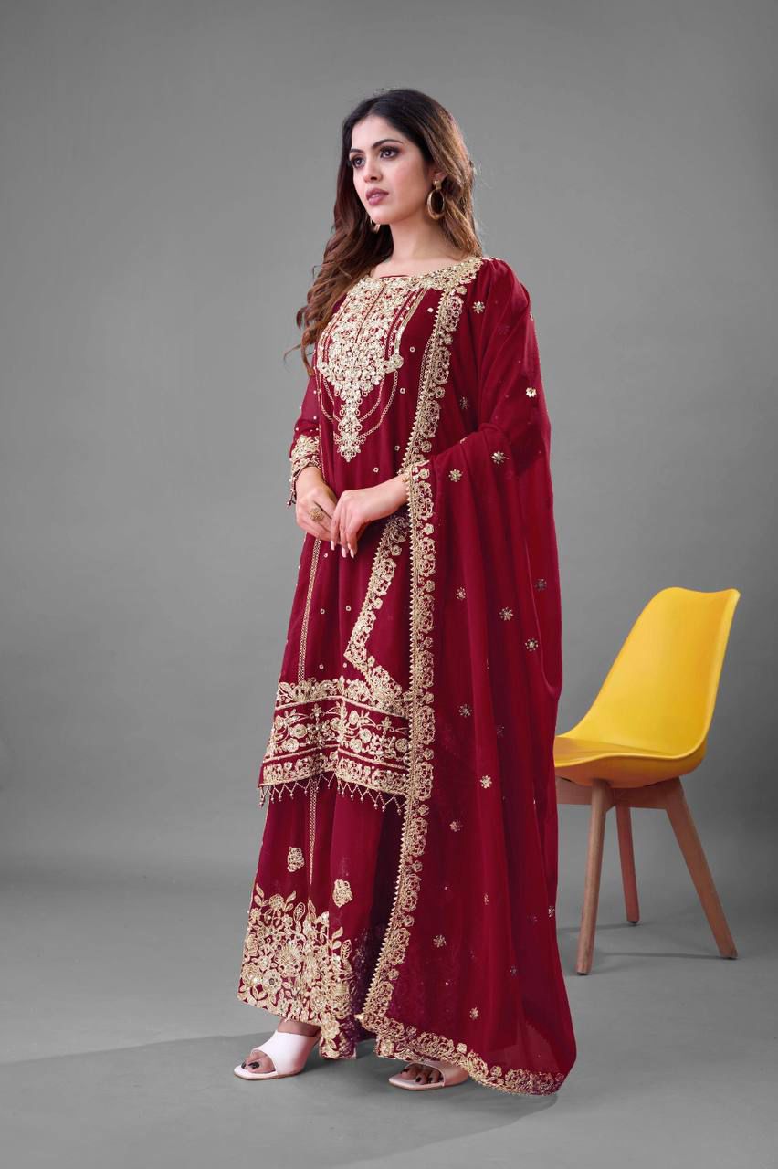 Heavy Embroidery Coding Dori-Sequence Work Top-Bottom And Dupatta Set in Germany