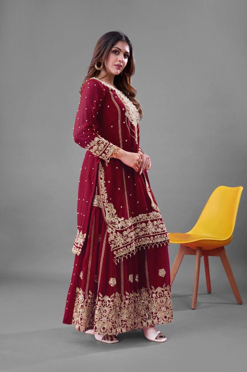 Heavy Embroidery Coding Dori-Sequence Work Top-Bottom And Dupatta Set in Germany