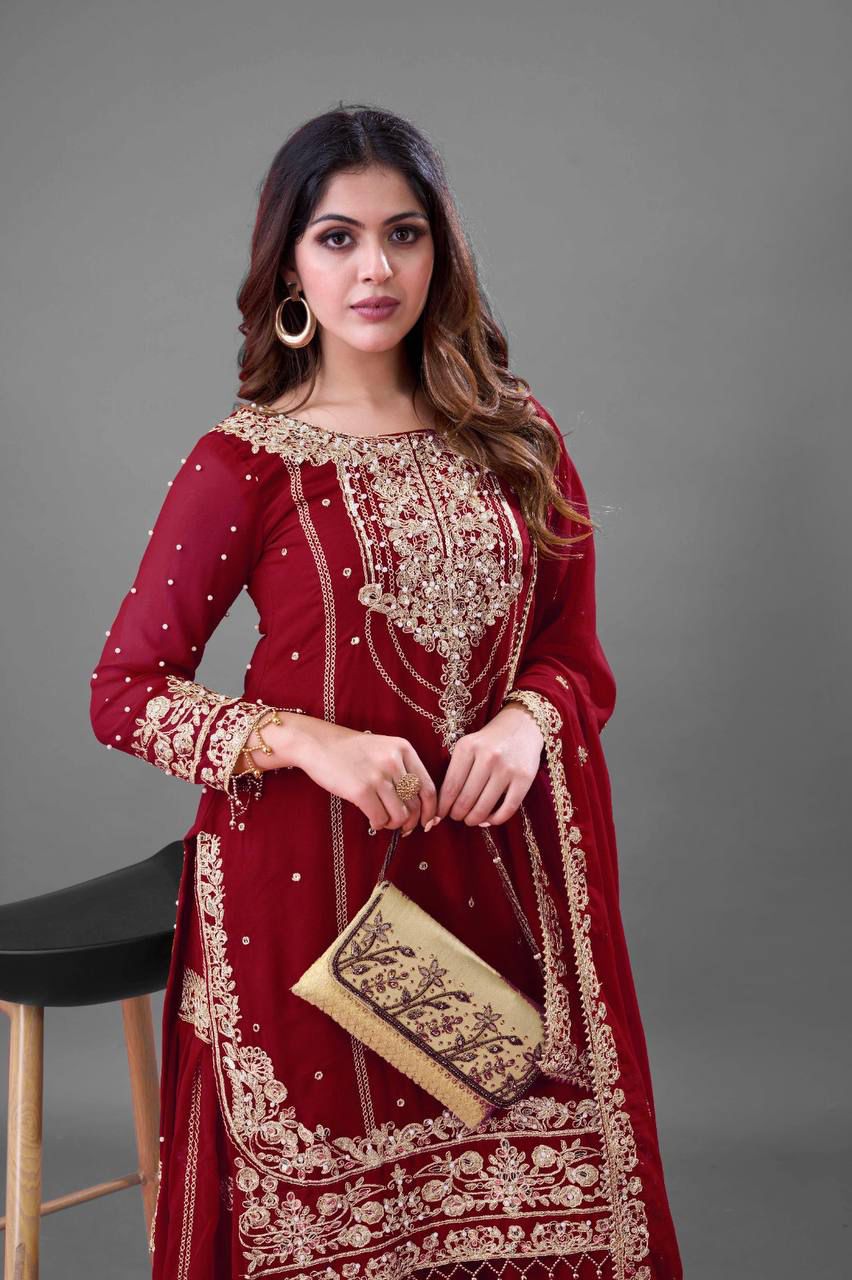 Heavy Embroidery Coding Dori-Sequence Work Top-Bottom And Dupatta Set in Germany