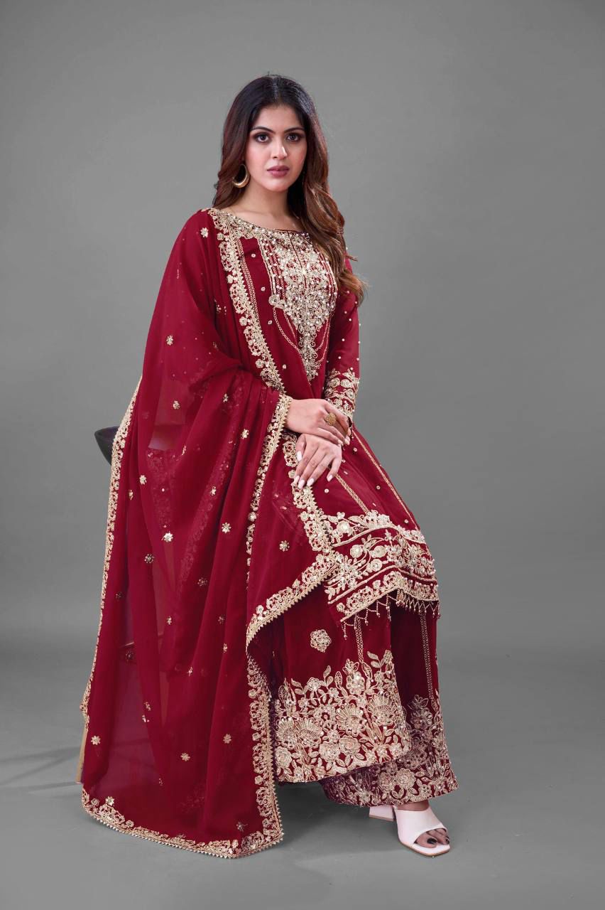 Heavy Embroidery Coding Dori-Sequence Work Top-Bottom And Dupatta Set in Germany
