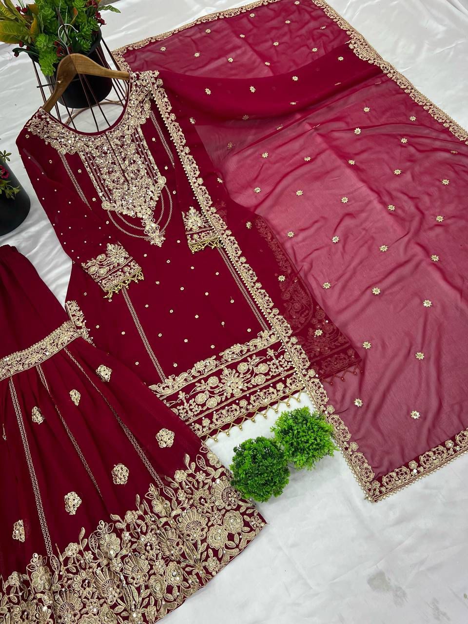 Heavy Embroidery Coding Dori-Sequence Work Top-Bottom And Dupatta Set in Germany