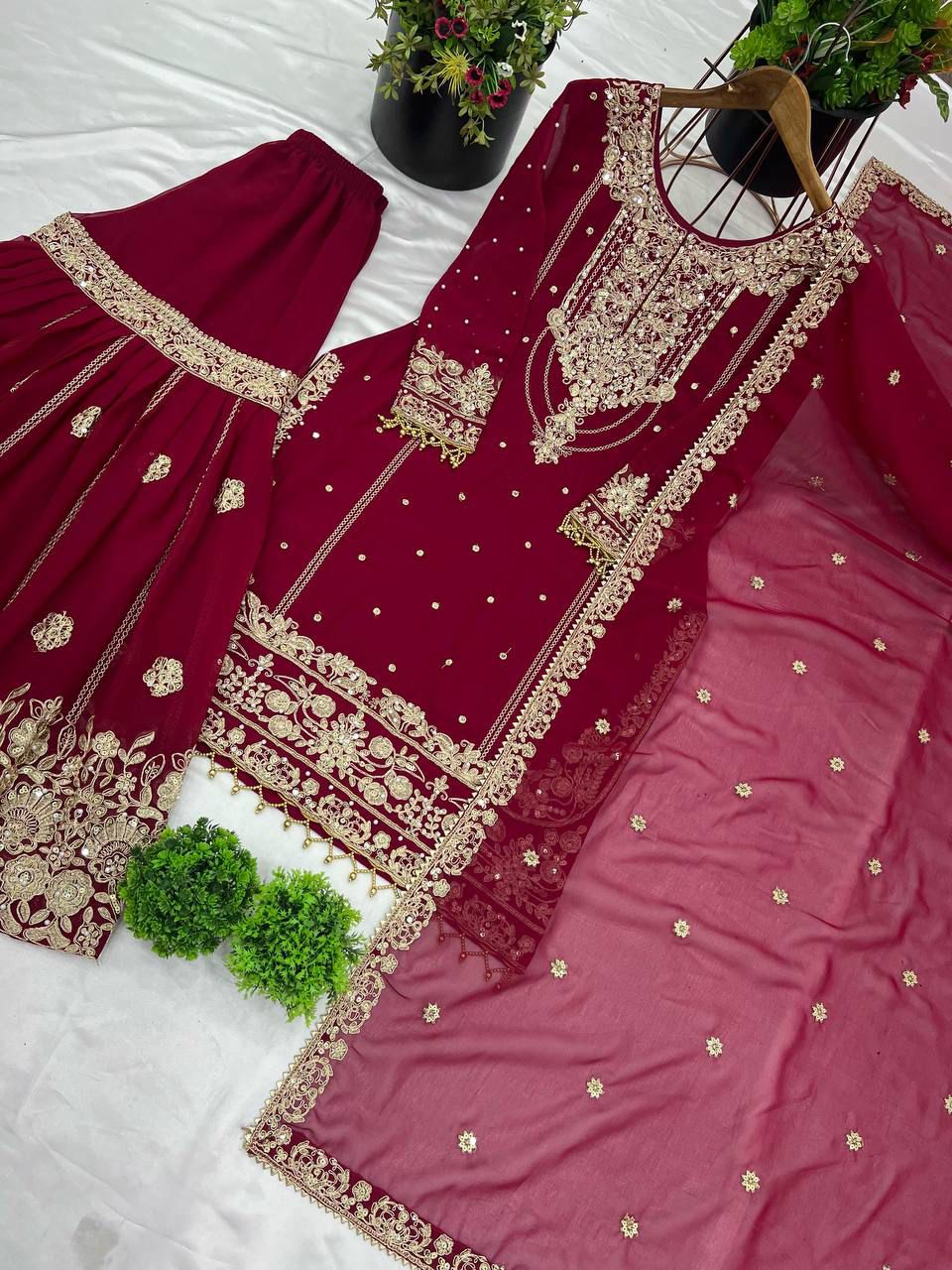 Heavy Embroidery Coding Dori-Sequence Work Top-Bottom And Dupatta Set in Germany