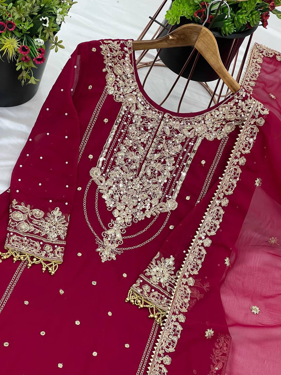 Heavy Embroidery Coding Dori-Sequence Work Top-Bottom And Dupatta Set in Germany