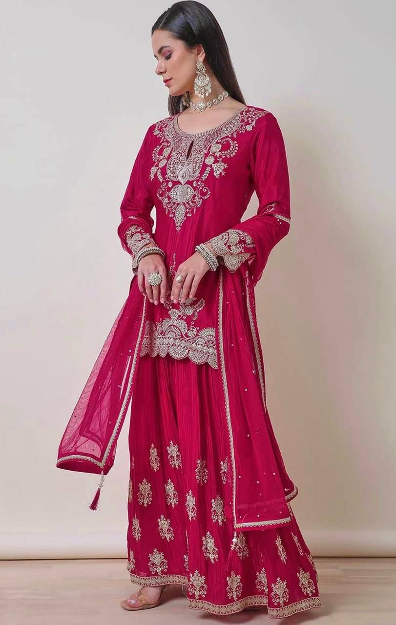 FANCY KURTI WITH BEAUTIFUL FLAIRED PLAZZO AND DUPATTA IN GERMANY