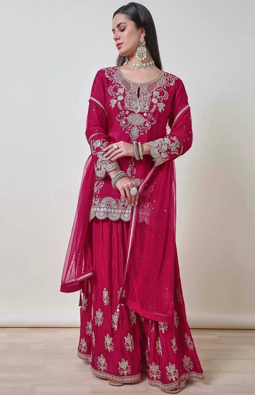 FANCY KURTI WITH BEAUTIFUL FLAIRED PLAZZO AND DUPATTA IN GERMANY