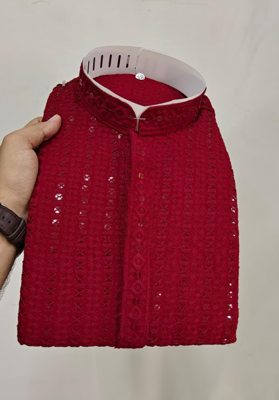 MENS CHIKENKARI HEAVY RAYON KURTA IN BERLIN