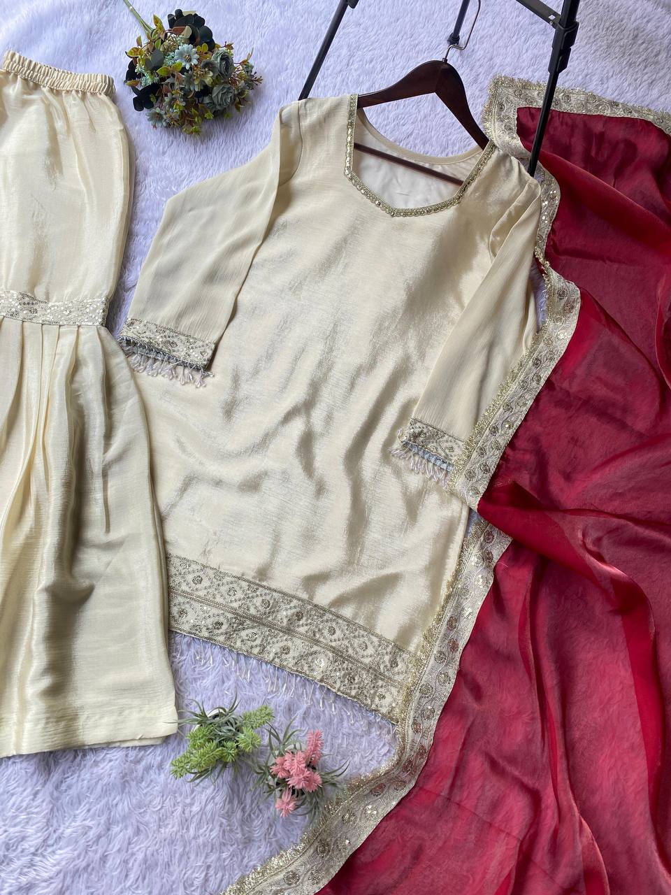 SEQUENCE EMBROIDERED TOP, SARARA AND DUPATTA IN GERMANY