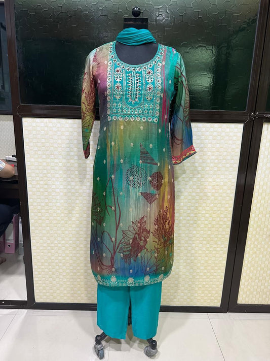 Embroided Beautiful suit embroidery and fabric detail - Neha Couture Indian Fashion