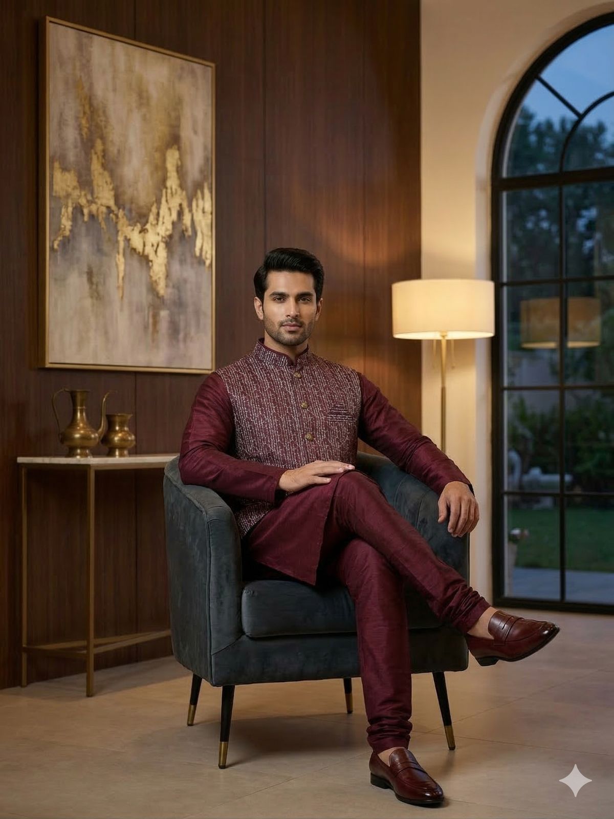Kurta Payjama With Jacket Jacquard Work Banarasi Silk in Germany