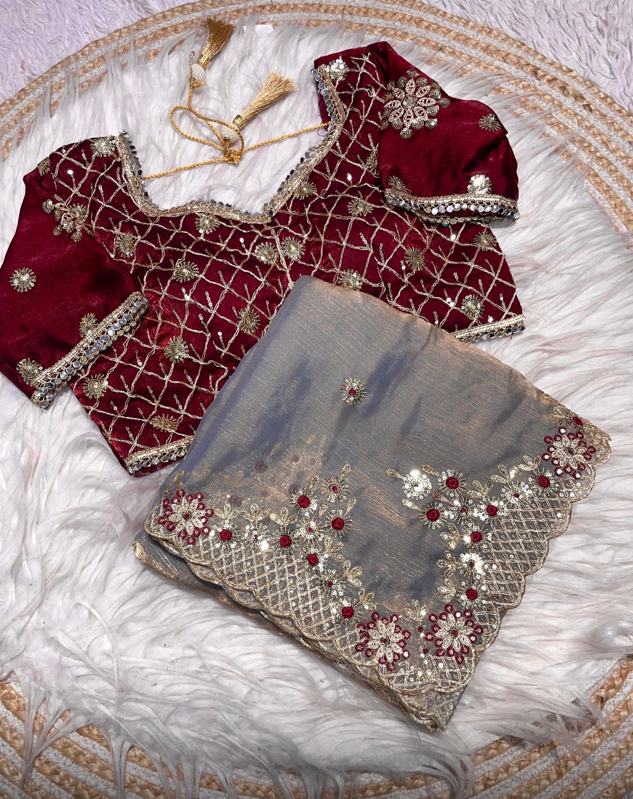 FENDY SARTIN SILK WITH BEAUTIFUL EMBROIDERY WORK SAREE IN GERMANY
