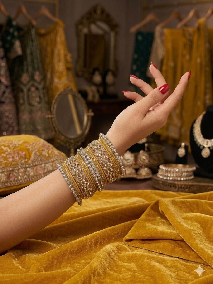 Mustard Kundan bangles set in Germany