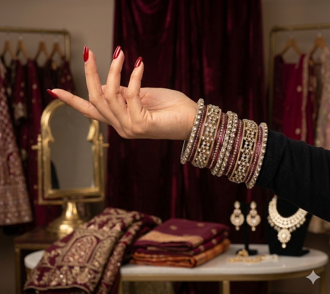 Maroon Kundan bangles set in Germany