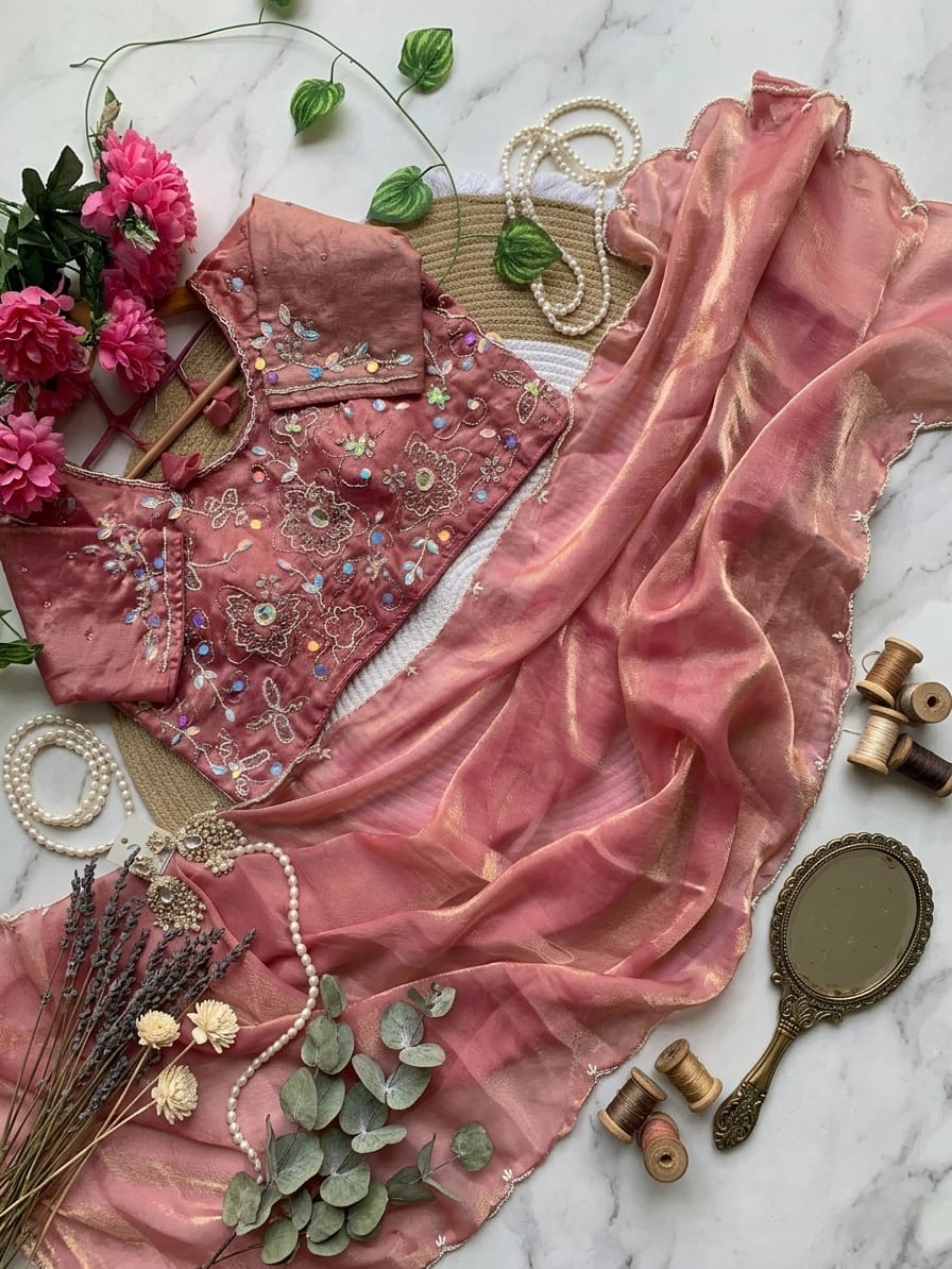 Peach unique Fendy saree in Berlin
