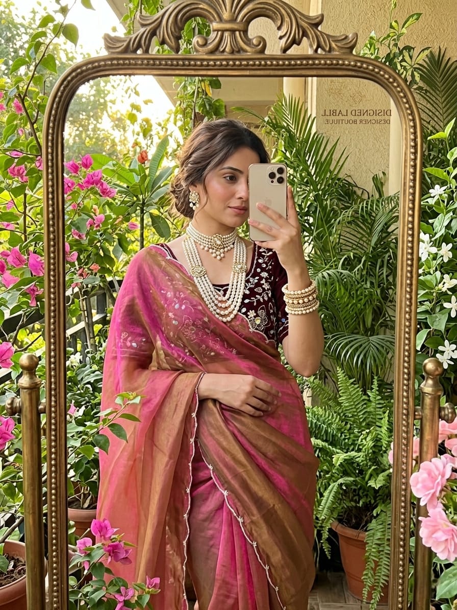 Pink Unique Fendy saree in Berlin