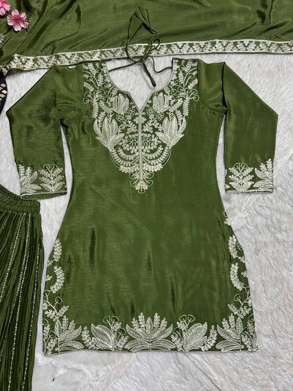 Green Heavy Embroidery Suit in Germany