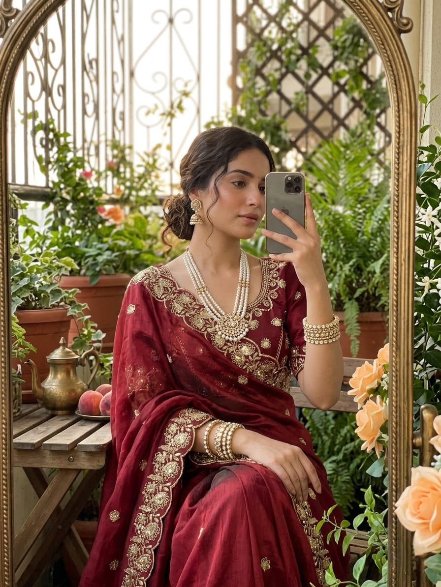 Maroon Beautiful saree in Germany
