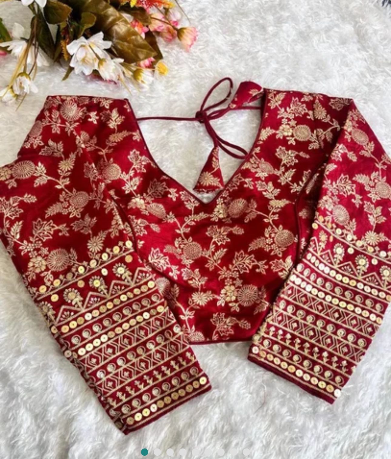 Red Readymade blouse with embroidery in Germany