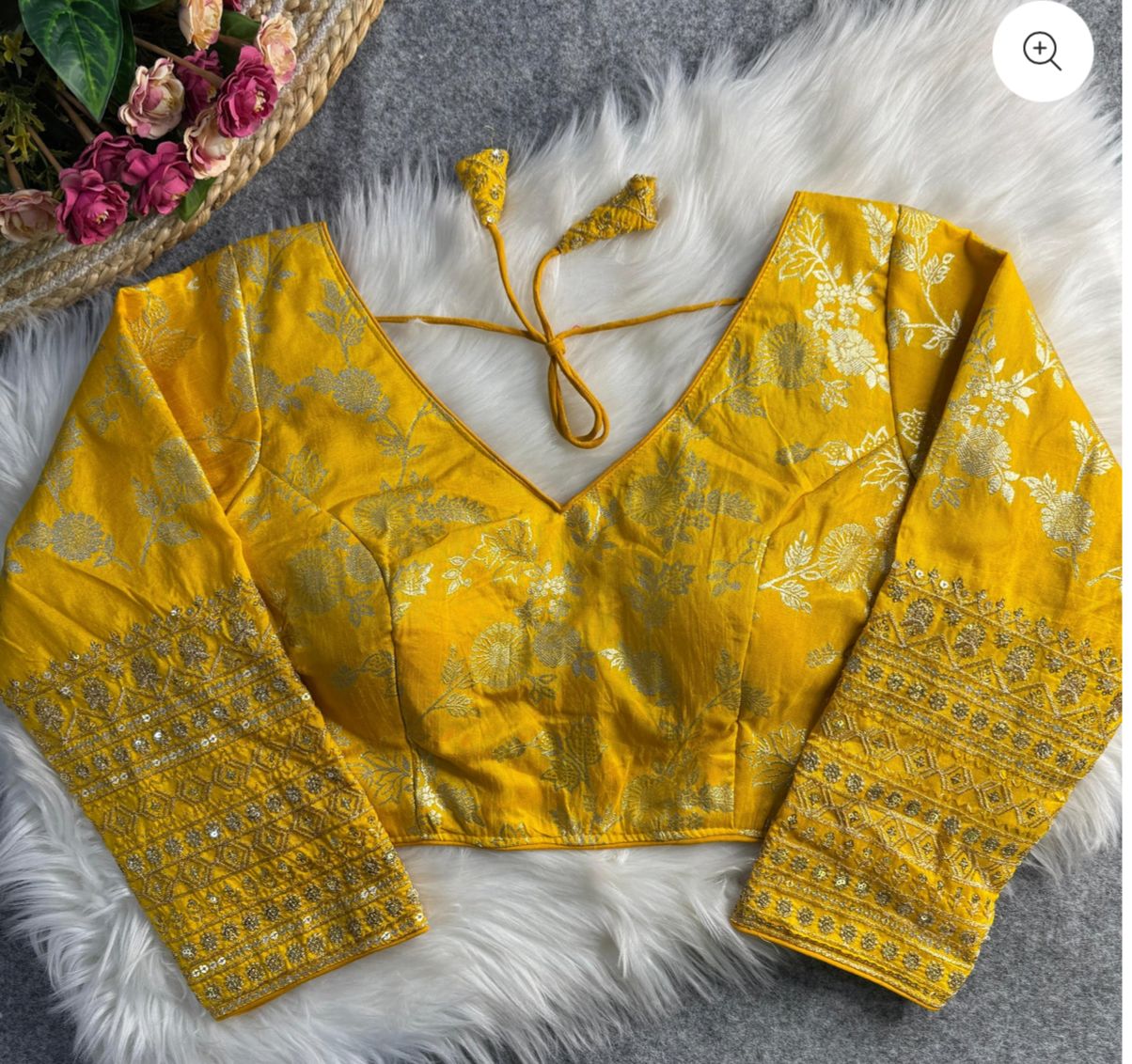 Yellow Readymade blouse with embroidery in Germany