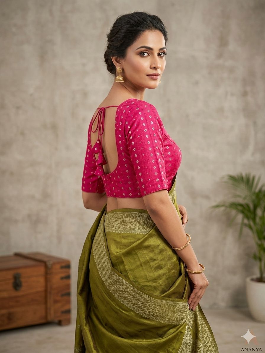 Pink Woven Design Saree blouse in Germany